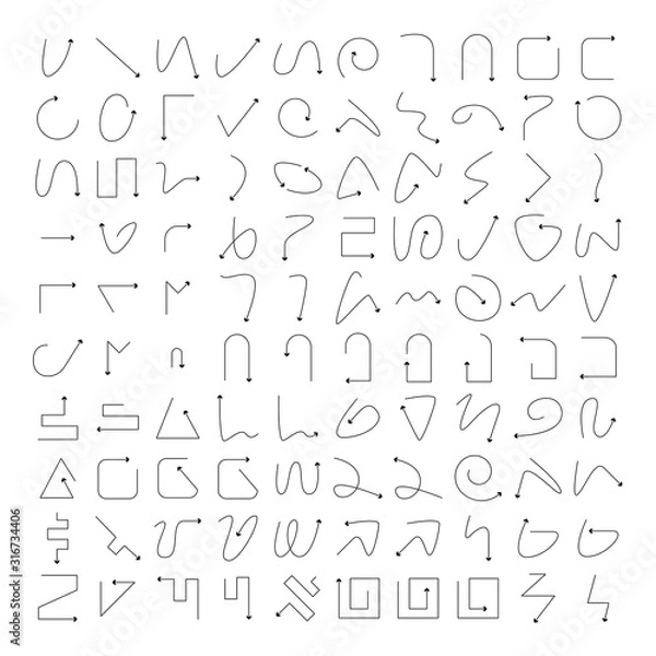 Fototapeta big set of arrow bow icons thin line design