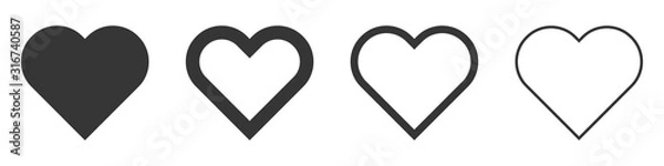 Fototapeta Serce wektorowe ikony. Zestaw symboli miłości na białym tle.