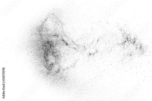 Fototapeta Black Grainy Texture Isolated On White Background. Dust Overlay. Dark Noise Granules. Digitally Generated Image. Vector Design Elements, Illustration, Eps 10.
