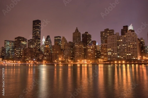 Obraz downtown manhattan at night, nyc