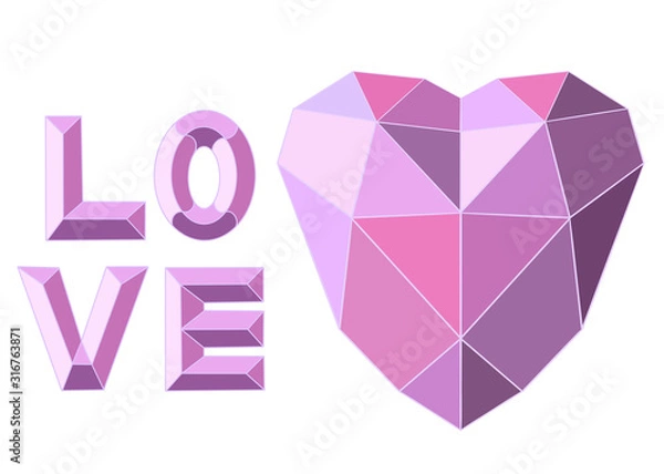 Obraz Symbols of love. Isolated elements on white background. Happy valentines day, marriage, mothers day, birthday perfect for youre design