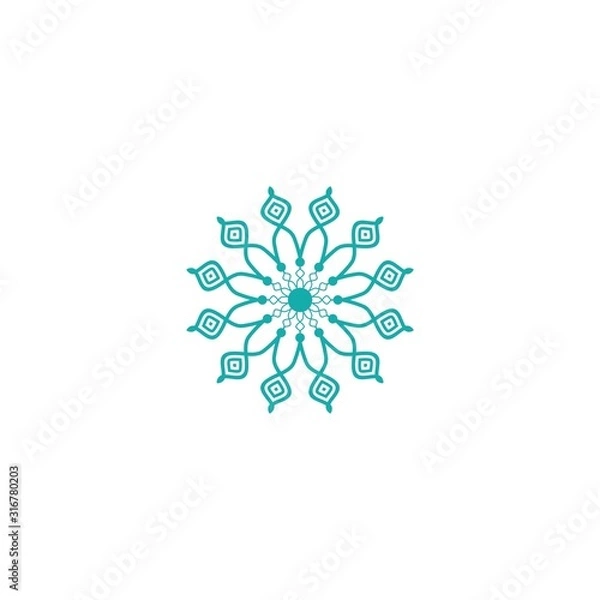 Fototapeta logo outline abstract flower pattern