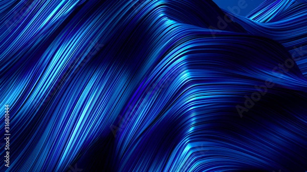 Fototapeta Drapery fabric with stripes. 3d illustration, 3d rendering.