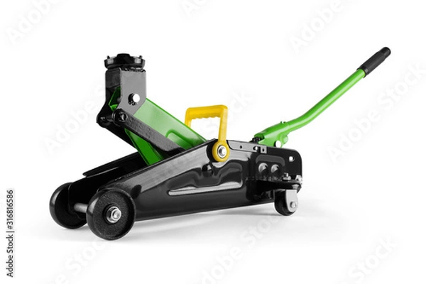Obraz Hydraulic floor jack isolated on white background