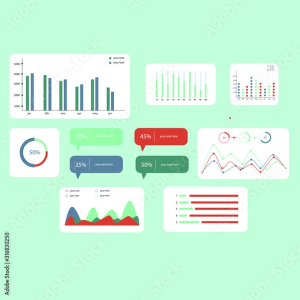 Obraz statistic graphic element collection dashboard. flat design illustration