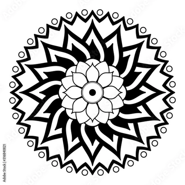 Fototapeta Decorative hand-drawn round pattern in the form of a mandala for laser cutting. Vector isolated on white.