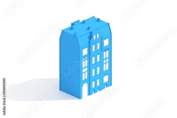 Obraz Blueprint 3d model archtecture rendered on white background