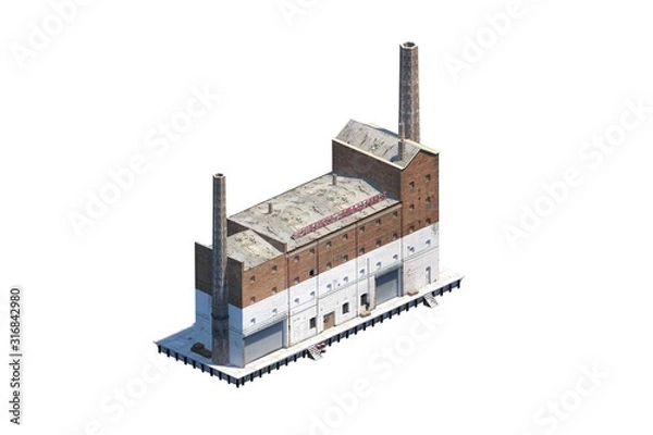 Obraz Factory Building 3d model rendered on white background