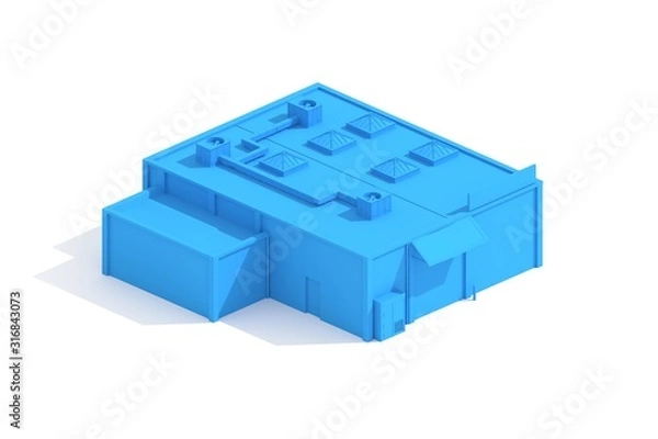 Obraz Blueprint 3d model archtecture rendered on white background