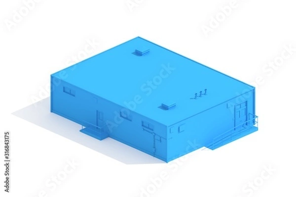 Obraz Blueprint 3d model archtecture rendered on white background