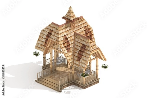 Obraz Model altany 3D renderowany na białym tle