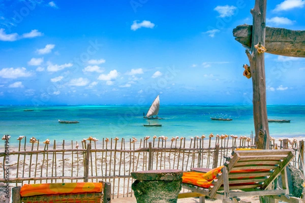 Obraz Jambiani beach on the island of Zanzibar in Tanzania.