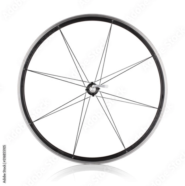 Fototapeta Bicycle wheel with no tire on white background