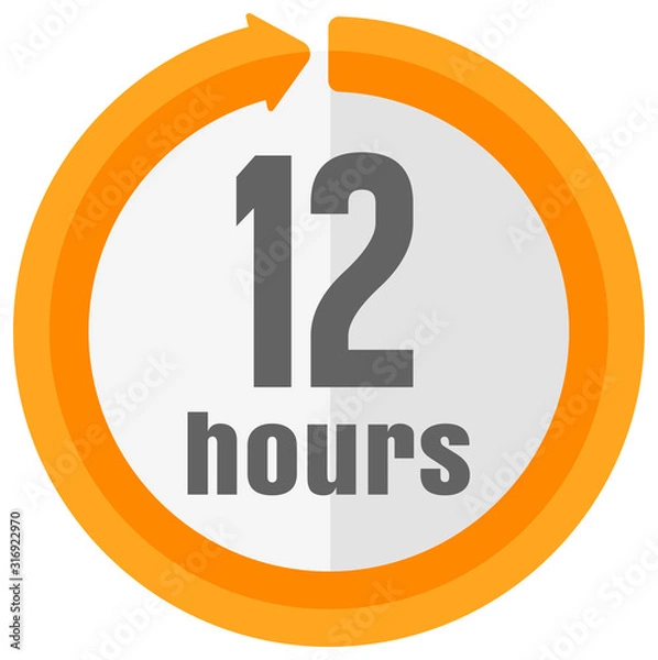 Fototapeta Timer, clock vector color icon illustration ( 12 hours )