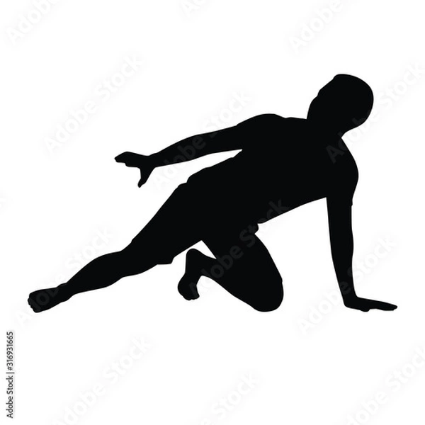 Fototapeta  Scared young man silhouette vector on white baground