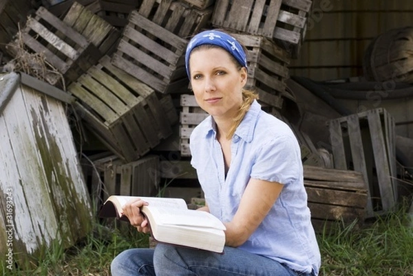 Fototapeta Female Missionary With Open Bible