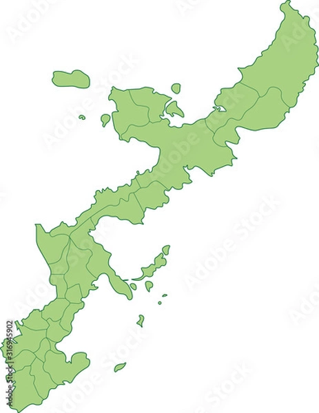 Obraz 沖縄県地図_市町村ごとに色を変えられます