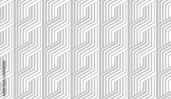 Fototapeta Abstract geometric pattern with stripes, lines. Seamless vector background. White and grey ornament. Simple lattice graphic design.