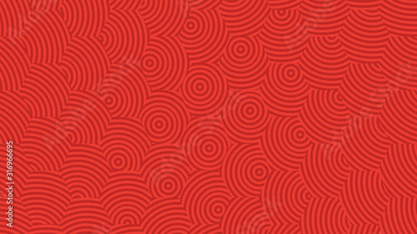 Obraz Vector - Radiating Red circles pattern .Geometry background.Chinese concept.
