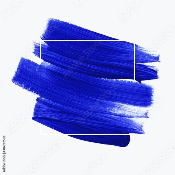 Obraz Bright blue paint abstract background vector over square frame. Perfect watercolor design for headline, logo and sale banner.