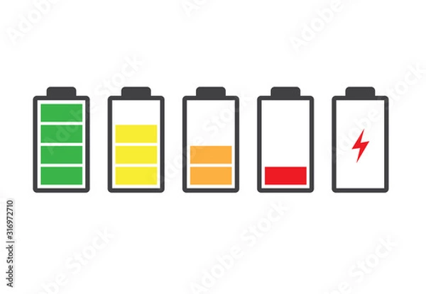 Fototapeta Battery charge indicator icon. Vector illustration.