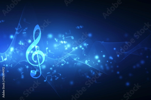 Fototapeta Abstract Colorful music background with notes, Music Party Background