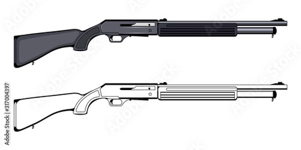 Fototapeta Winchester rifle. Firearms. Colorful image Set of Winchester. Firearms in combat. old American wild west rifle. Vector graphics to design.