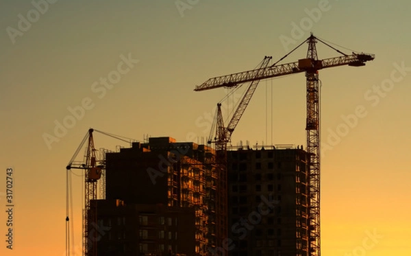 Obraz Construction site at sunset