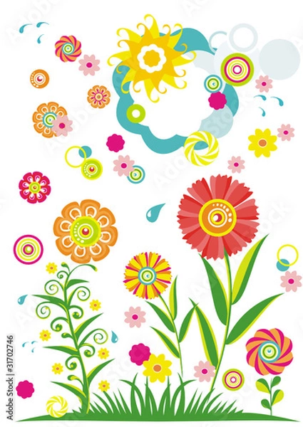 Fototapeta Abstract flower design elements