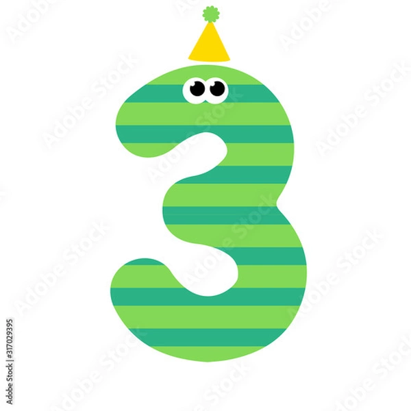 Obraz Cute happy birthday number three