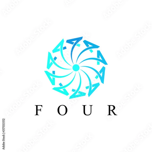 Obraz Vector logo about number 4 that turns into a vintage.