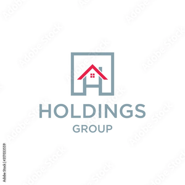 Fototapeta Vector logo about a house in the form of lines.