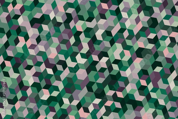 Fototapeta Colorful geometric pattern with different shapes. Oil painting on canvas style. Modern creative texture, minimal flat style