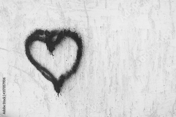 Fototapeta the heart is drawn in black