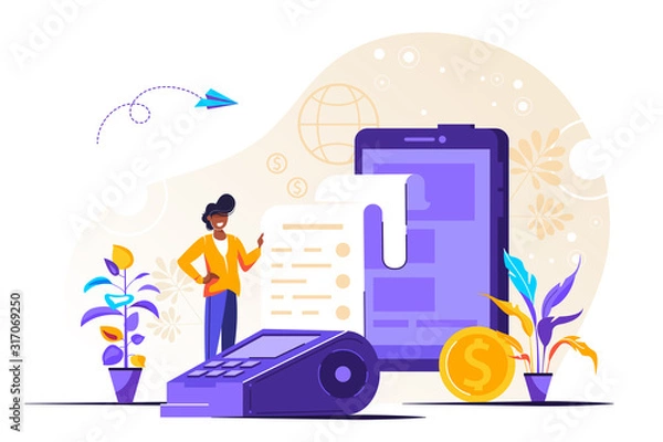 Fototapeta Mobile payment UI illustration 