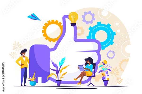 Fototapeta Vector illustration, performance teamwork