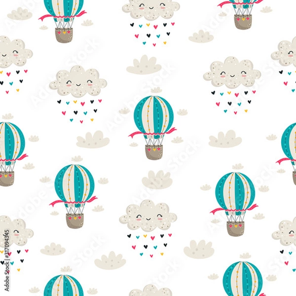 Obraz Vector hand drawing seamless pattern. Background with cute doodle illustrations. Valentine's day