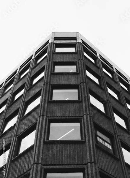Obraz Modernist brutal building corner black and white