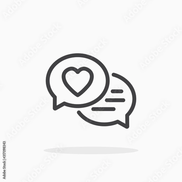 Obraz Love chat icon in line style. Editable stroke.