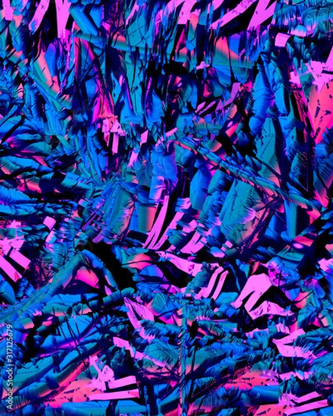 Fototapeta Computer generated, 3d colorful abstract background design of random shapes and objects