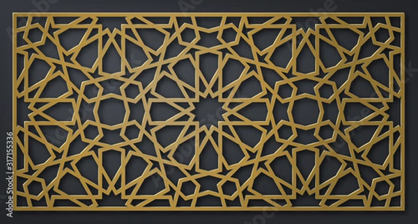 Obraz Laser cutting template. Decorative panel. Oriental geometric pattern.