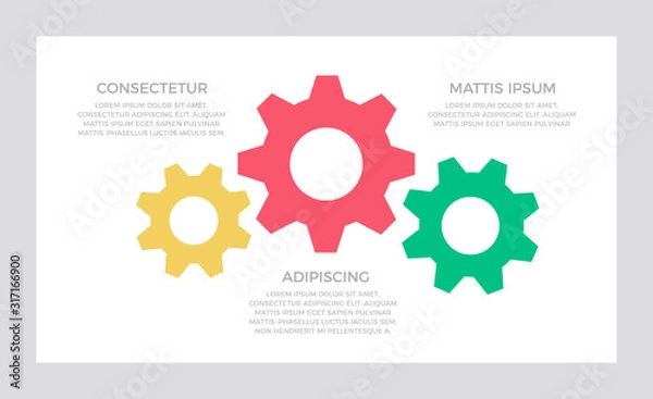 Fototapeta Set of yellow and red, green elements for infographic presentation slides with charts, graphs, steps, circles, arrows, number options.