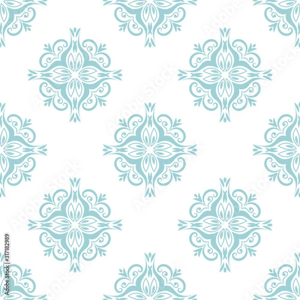 Fototapeta Floral seamless pattern. Blue and white background