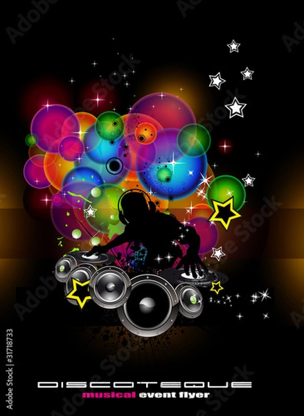 Fototapeta Music Event Background with DJ shape