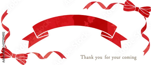 Obraz リボン　赤　アーチ　くるくる