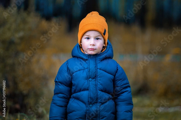 Obraz Portrait of a child outdoors. Boy in nature