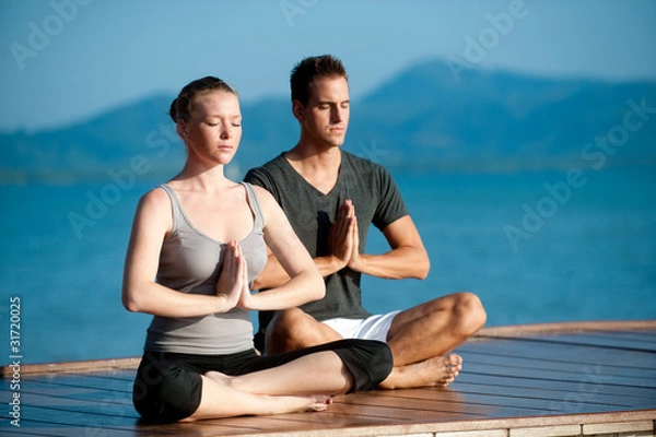 Obraz Yoga Couple By Ocean
