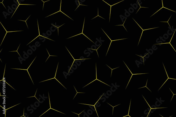 Fototapeta Abstract yellow triangle dicorate in pattern on black background. illustration vector eps10