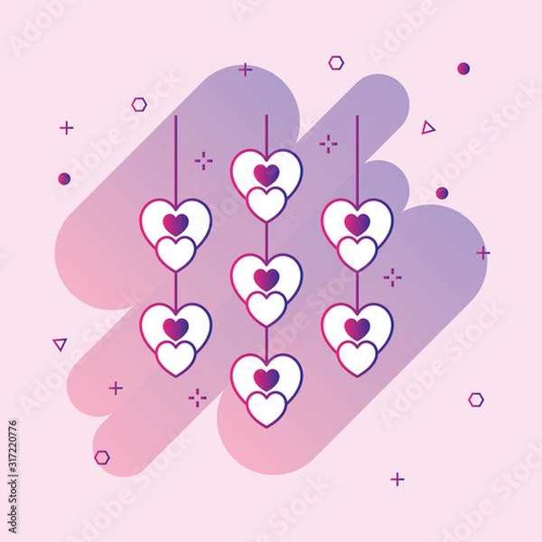 Obraz  Hanging Valentine Hearts 