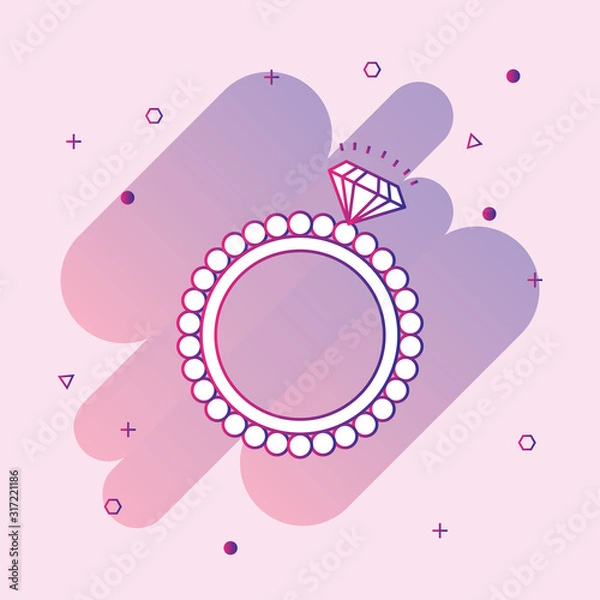 Obraz  Shiny diamond ring outline icon